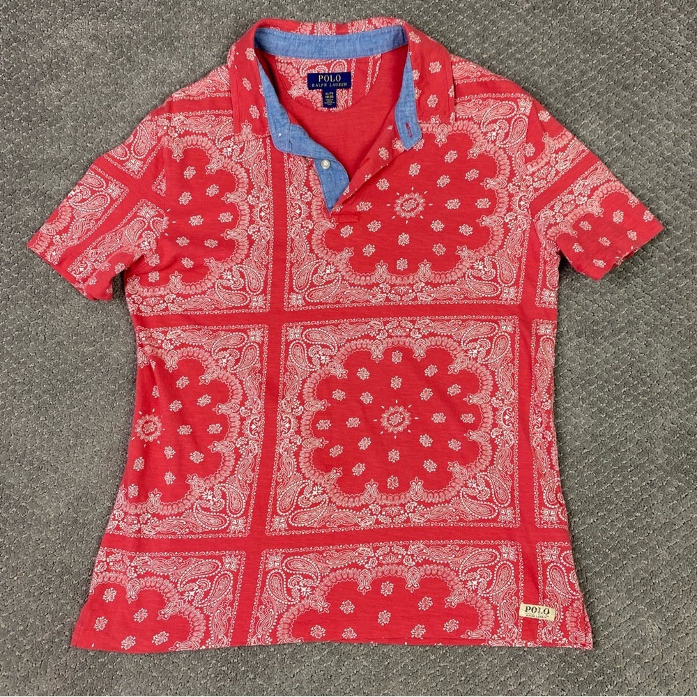 Polo Ralph Lauren Paisley Polo Boys XL Men's Small Red Preppy Bandana